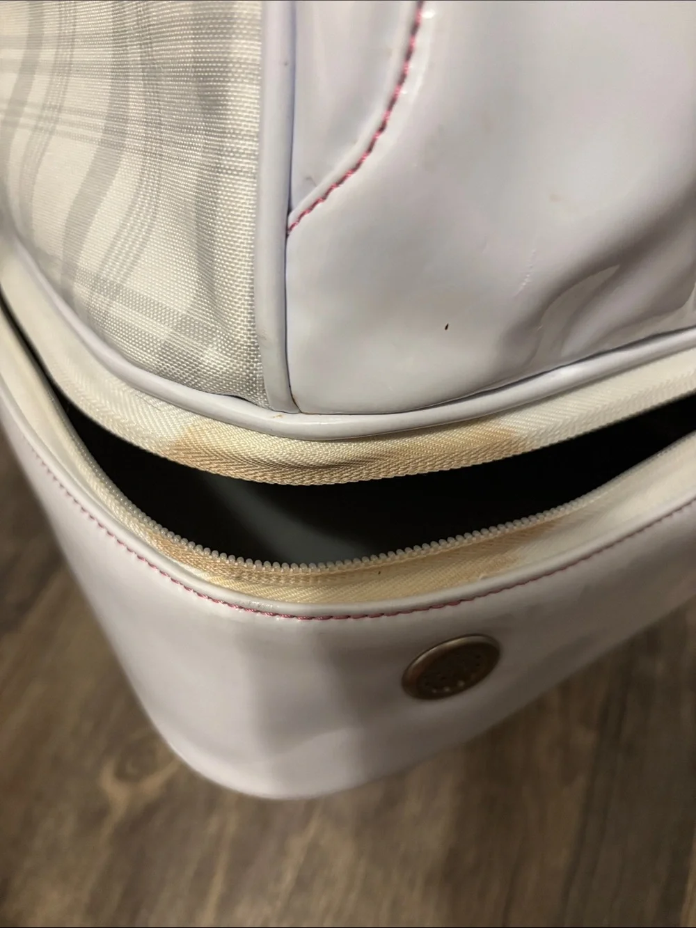 adidas White and Light Gray Plaid Messenger Bag / golf bag unisex